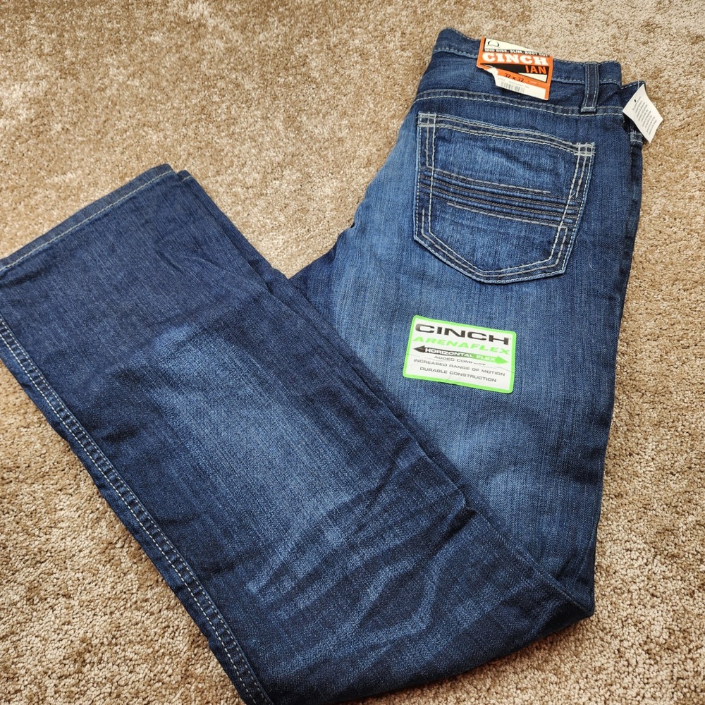 Cinch Ian ArenaFlex Mens Slim Boot Cut Jeans Dark Wash 32x32 MB55336001 IND